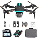 Drone with HD Camera for Adults, RC Drone with FPV Screen on Controller, Gesture Selfie, Altitude Hold, One Key Start, 3D Flips, Headless Mode, Optical Flow Positioning Foldable Drones Under 250g Lightweight RC Quadcopter Gifts for Teens Beginners Outdoor Vloging Quadcopter (Black)