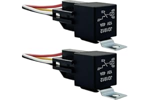 EVODAMP SHOX 12V 4 PIN Relay with Harness, JD1912 12 Volt 40 Amp SPST Automotive Relay with Sockets and Wires for Car Truck Van Motorcycle Boat 2 Pack
