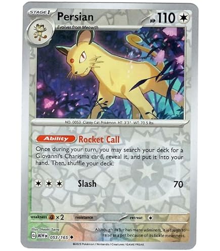 Amazon.com: Persian 053/165 & Meowth - Pokemon 151 - Evolution 2