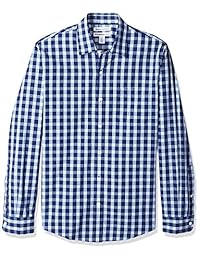 Camisa de popelina casual de manga larga ajustada para hombre   Essentials