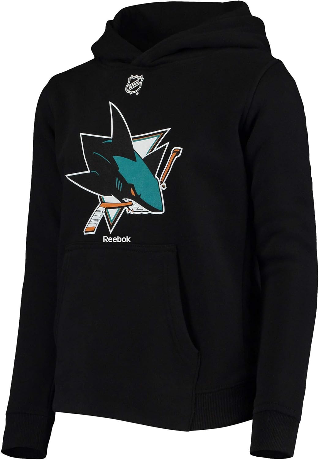 San Jose Sharks Youth Black Primary Logo Hooded Sweatshirt