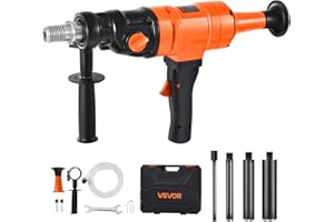 VEVOR Diamond Core Drilling Machine, 8 in Drilling Diameter, Handheld Dry and Wet Concrete Core Drill Rig with 4 Drill Bits, 1075/2300 RPM 2-Speed, UNC1 1/4-7 Thread, for Concrete Brick Stone, 1800W