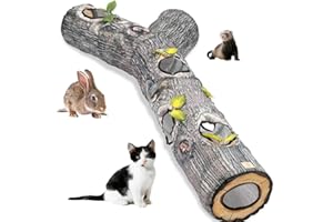 AMYESE Cat Tunnels Collapsible Pet Tube - Interactive Tree Trunk Cat Activity Play Tunnels with Peek Holes Plush Bell Toys, Pets Puzzle Hunt Chase Training Center for Kitten, Ferret, Small Animals