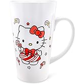 Silver Buffalo Sanrio Hello Kitty Candy Cane Ceramic Latte Mug, 16 Ounces