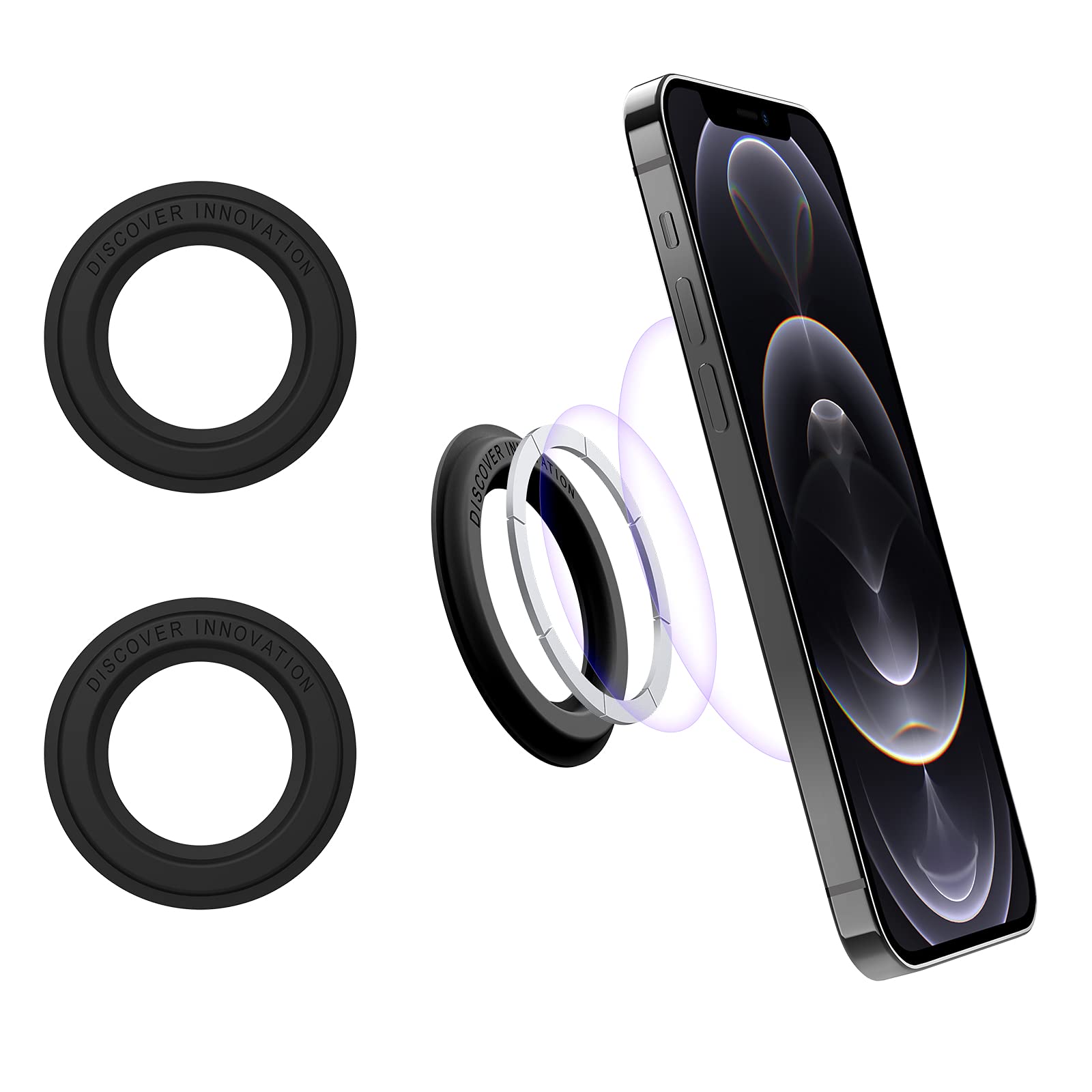 Nillkin Magsafe Wall Mount Cell Phone Stand, Shower Phone Holder Mount for iPhone 17/16/15/14 Pro Max Series/Magnetic Case/Magsafe Ring,2 Pack SnapHold Magnetic Sticker for Gym Kitchen Bathroom, Black