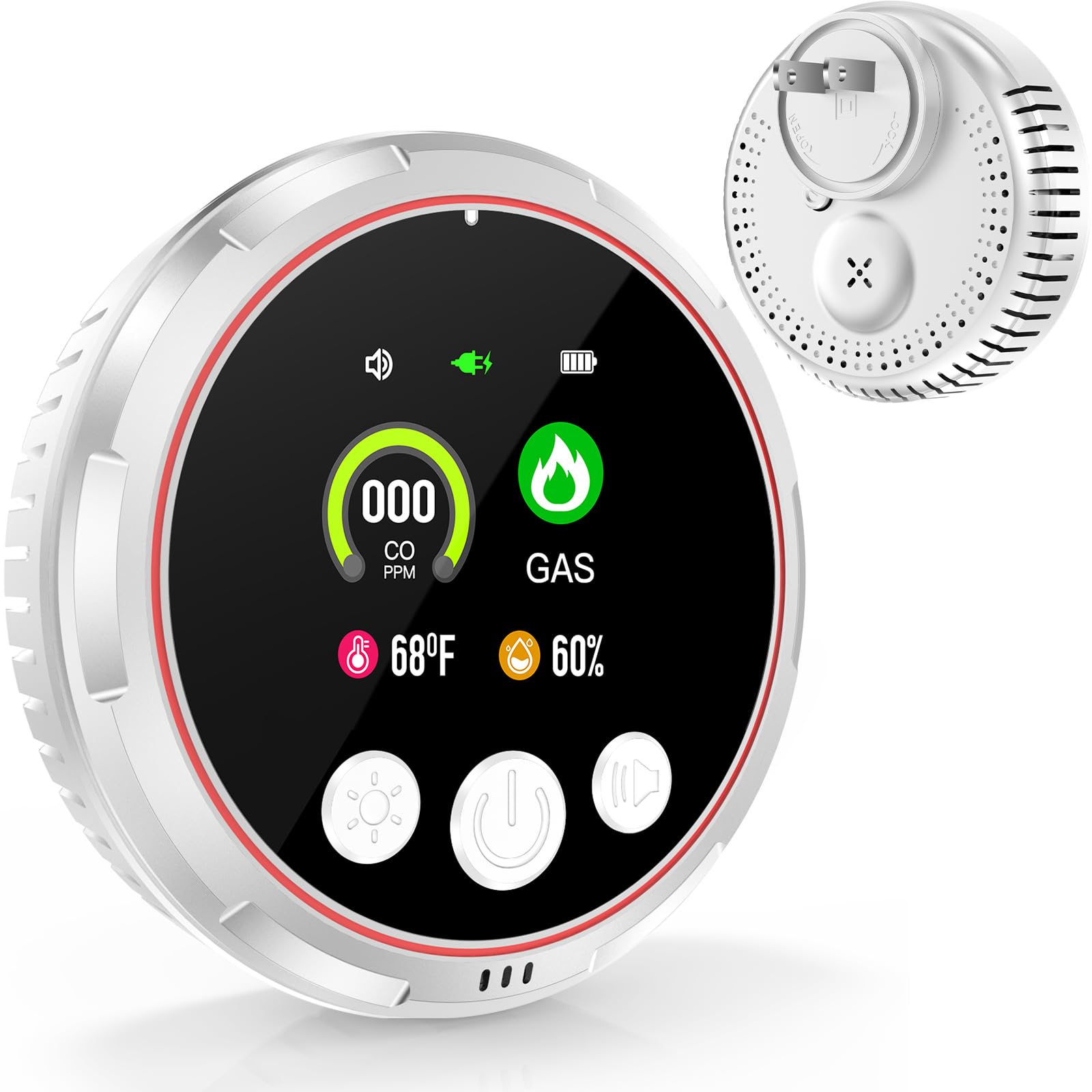 Photo 1 of 4-in-1 Carbon Monoxide Detectors & Natural Gas Leak Detector, Portable Carbon Monoxide Detectors Plug in & Battery Backup - Hotel and Travel Safety, RV, Home