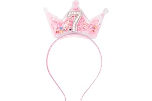 Birthday Crown Headband, Party Crown Headband 7th Girl Hair Accessories for 7 Years Old Birthday Decorations