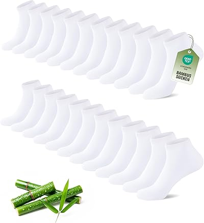 SukModen 12/24 Paar Sneaker Socken Herren Damen aus Bambus,Anti-Geruch Atmungsaktiv Weiche Halbsocken, Kurze Sneakersocken für Alltag, Freizeit, Shopping & Zuhause
