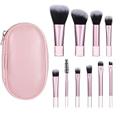 10 Pcs Mini Travel Makeup Brush Set With Pouch Pink Portable Travel Makeup Brushes Professional Cosmetic Brush Travel-Essentials kits for Women Girls Brushes Blush Powder Eye Shadow