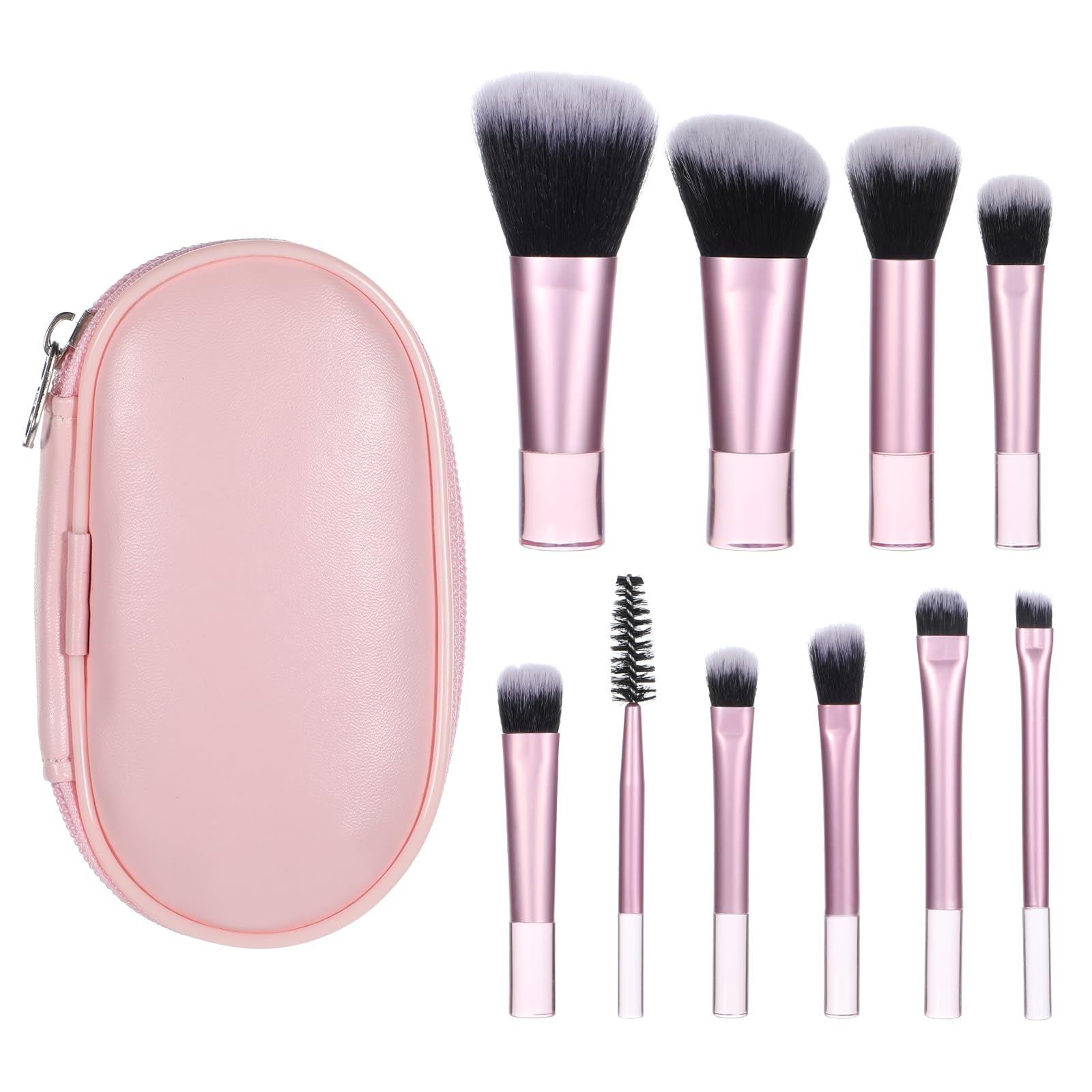 Photo 1 of 10 Pcs Mini Travel Makeup Brush Set With Pouch Pink Portable Travel Makeup Brushes Professional Cosmetic Brush Travel-Essentials kits for Women Girls Brushes Blush Powder Eye Shadow