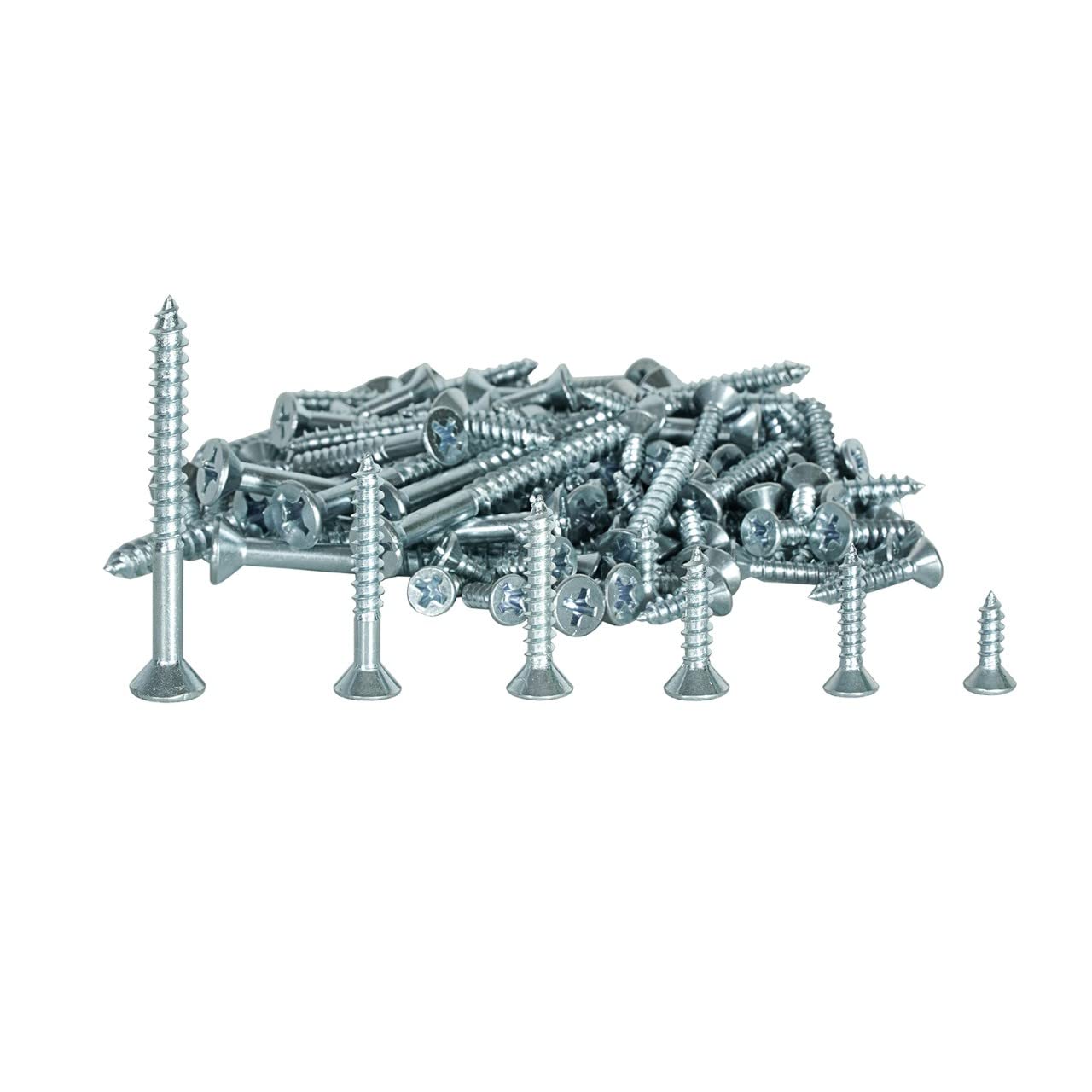 LMS Data Phillips Flat Head Wood Screws - 150 Pieces Kit Assortment of Stainless Screws with Box for DIY, Repairs, Plaster, Boards, Wood, Mixed - None Rust Assorted Flat Head Screws for Wall