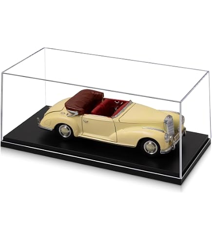 Clear Acrylic Display Case With Black Base - Dust-Proof Show Box For Model Cars