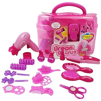 Skjind Kids Beauty Salon Set Toys 17pcs Little Girl Makeup Kit