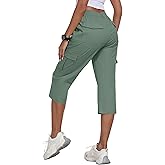 MoFiz Women's Cargo Capris Pants with 6 Pockets Lightweight Cotton Hiking Casual Travel Summer Capri Pants for Women