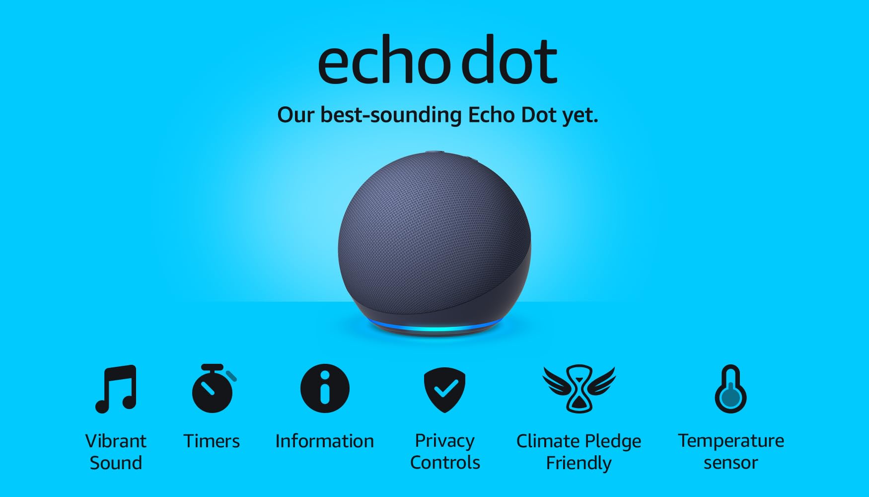 Echo Dot (Newest gen) | Big vibrant sound Wi-Fi and Bluetooth smart speaker with Alexa | Deep Sea Blue