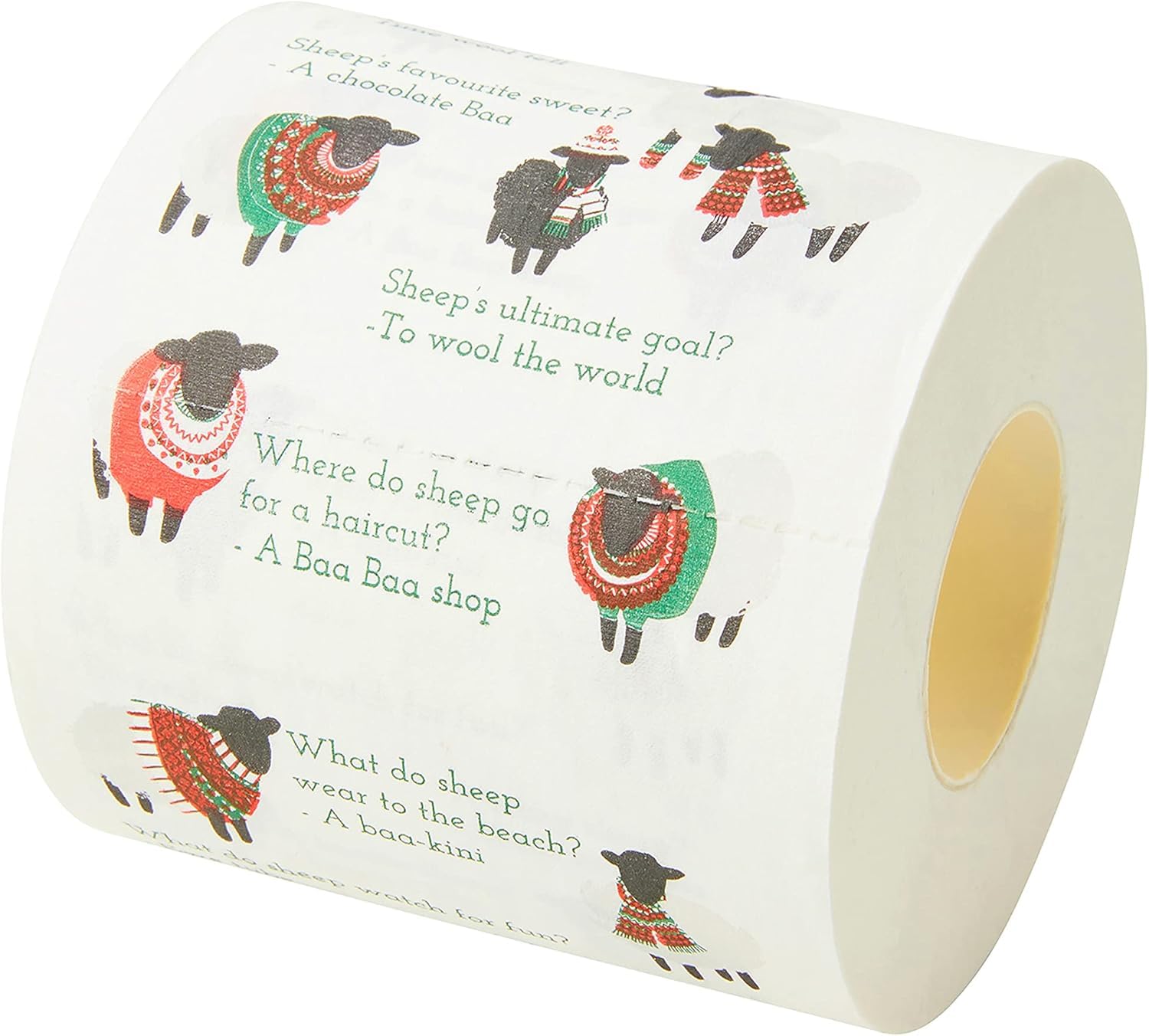 Talking Tables Novelty Toilet Roll Sheep Design Red – Funny Christmas Decorations Loo Roll Bathroom Accessory & Gag Gift for Guests, 300 Sheets, One Size