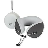 SKYTRAX COMF® Premium Ergonomic Memory Foam Travel Neck Pillow, Washable Cooling Ice Silk Cover, Firm Neck Support for Airplane Long Flights & Pain Relief, with Portable Carry Case (Grey)