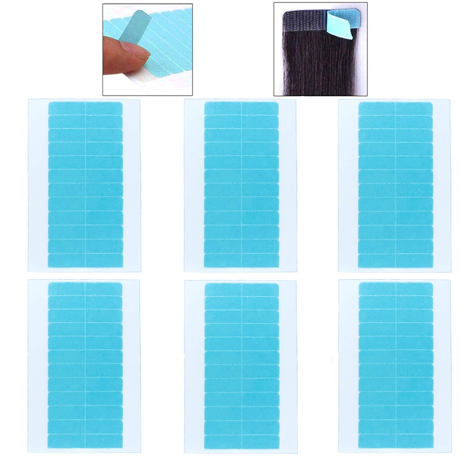 Hair Extension Tape Tabs Double Sided Adhesive for Hair Weft and Tape in Hair Extension Replacement (Blue, 72 Pcs)