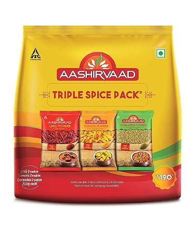 Aashirvaad Spices Combo Pack (Chilli 200g, Turmeric 200g, Coriander 200g)