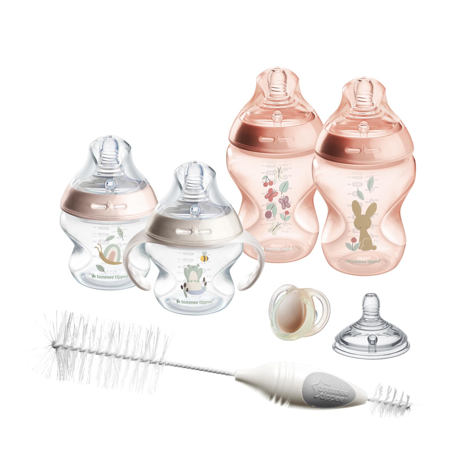 Photo 1 of Tommee Tippee Natural Start 8 Piece BPA Free Bottle Set, Includes 2 x 5 oz & 2 x 9 oz Bottles, 1 x Medium Flow Nipple, 1 x 0-6m Pacifier, 1 x Removable Bottle Handle, 1 x Cleaning Brush, Pink