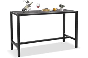 GS CHIER Outdoor Bar Table, 63" Black Patio Counter Height Bar Table, Outdoor Console Table with Weather Resistant Waterproof Top for Hot Tub, Balcony, Garden, Yard, Poolside,Black (Black, 63")