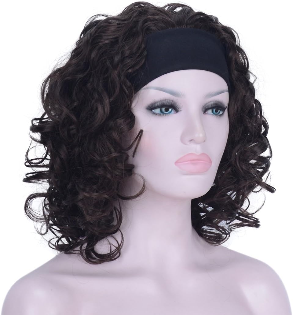 Lydell 12 inch Medium Super Curly Wigs Chestnut Brown Synthetic Headband Wigs (Chestnut Brown), #6, 12 Inch (Pack of 1) - Image 4