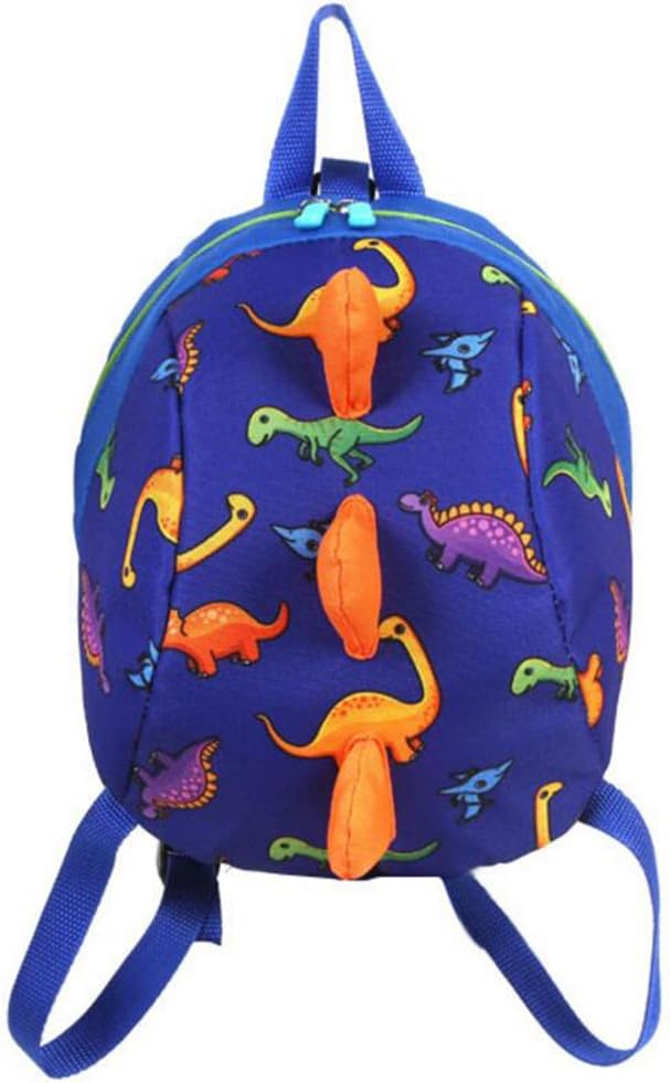 Toddler Boys Girls Kids Dinosaur Backpack, Cartoon Safety Anti-Lost Strap Rucksack with Reins(Dark Blue)
