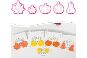 Xaekicr Fall Leaf Pumpkin Polymer Clay Cutters Set – 5 PCS Autumn Clay Earring Cutters for Jewelry Making – Polymer Clay Molds & Clay Tools for Fall DIY Crafts