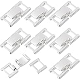 DICOSMETIC 10Pcs Fold Over Jewelry Clasp 925 Sterling Silver Plated Necklace Extension Clasps 0.69x0.41x0.16 Inch Brass Bracelet Extenders Small Fastener Extension Clasps for DIY Craft Jewelry Making