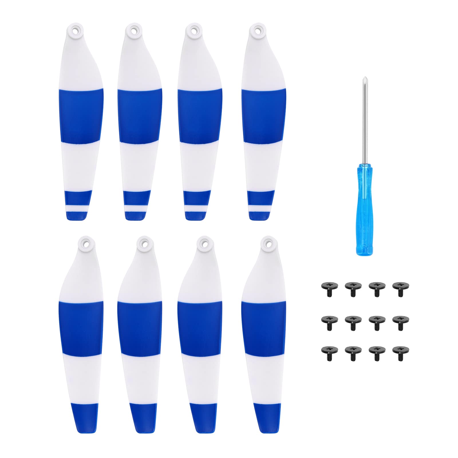 Hensych 8pcs CW CCW 6030F Foldable Low Noise Quiet Flight Wing Fans Propeller Replacement Spare Parts for Mavic Mini 3 Pro Drone,Double-sided Colorful Stripes Propeller Blades(White Blue)