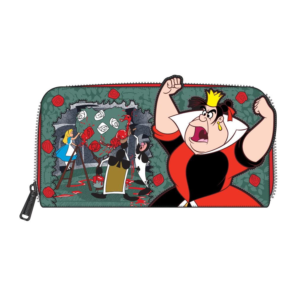 Loungefly Disney Alice in Wonderland Queen of Hearts Villains Scene Zip Around Wallet