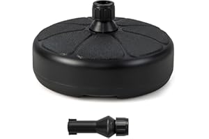 Tangkula Fillable Round Umbrella Base, 40 lbs Water & Sand Filled Patio Umbrella Weight, Suitable for 1.5" Umbrella Poles, Heavy Duty Market Table Umbrella Stand for Garden, Poolside, Black