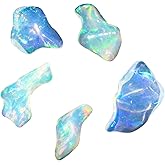 OdrillionGems 5pcs Natural Ethiopian Opal Stone, Polished Fire Play Opal Stones and Crystals, DIY Jewelry Making, Loose Supplies, Healing Chakra Crystals, October Birthstone, Jewelry Gemstones, Gift