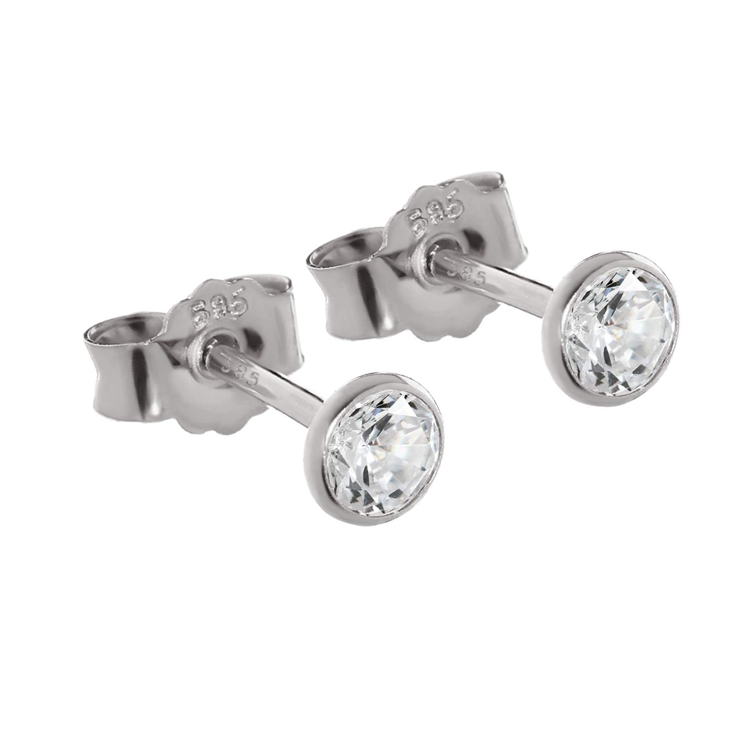 NKlaus PAIR 4,0mm stud earrings white gold earrings Zirkonai white 2074