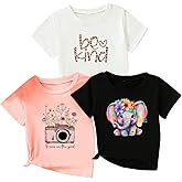 SOLY HUX Toddler Girl's Graphic tees Short Sleeve Crew Neck t Shirt Casual Summer tee Tops 4 Piece Set