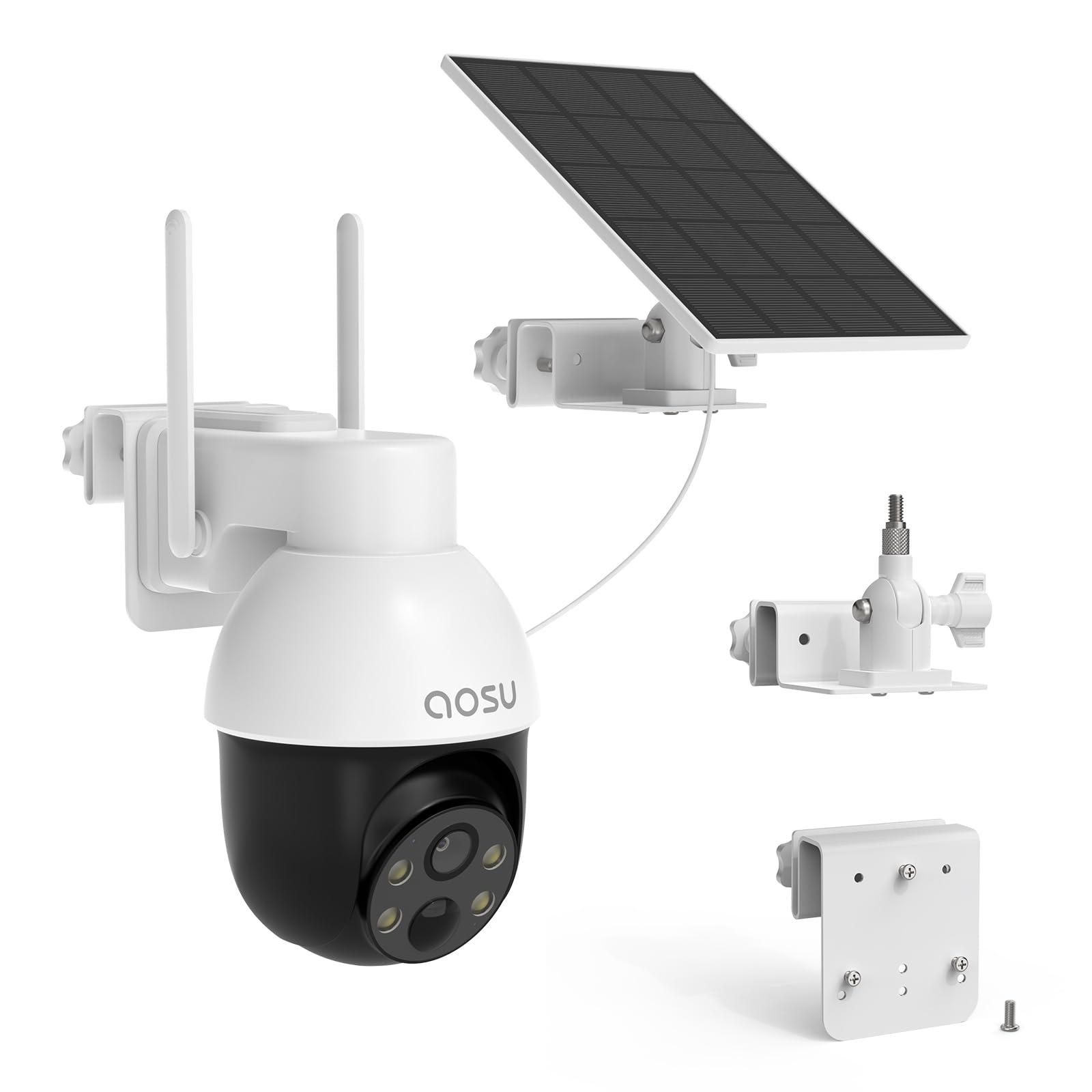 AOSU Telecamera Sicurezza WiFi Wireless 2K/3MP – Alimentazione Solare, Per Esterno, Con Pannello Fisso