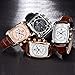 BENYAR Waterproof Chronograph Classic Rectangle Case Watches Leather Strap Business Wrist Watch For Men (Black)