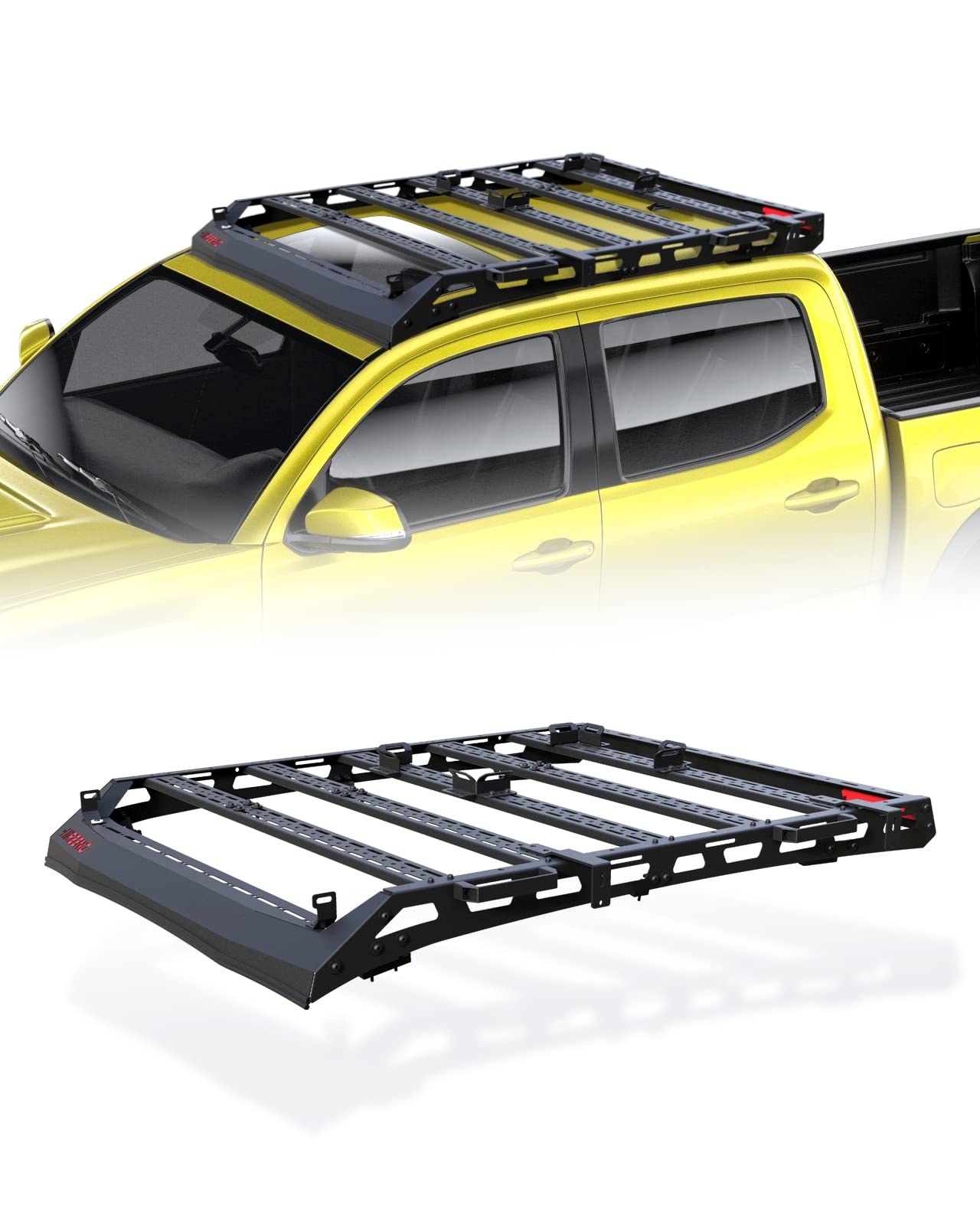 thumbnail image 2 of ECCPP 4Pcs Roof Rack Cross Bar & Side Rails Set For Toyota Tacoma Double Cab 2005-2023 – Black Aluminum, 75KG Capacity 2 of 6