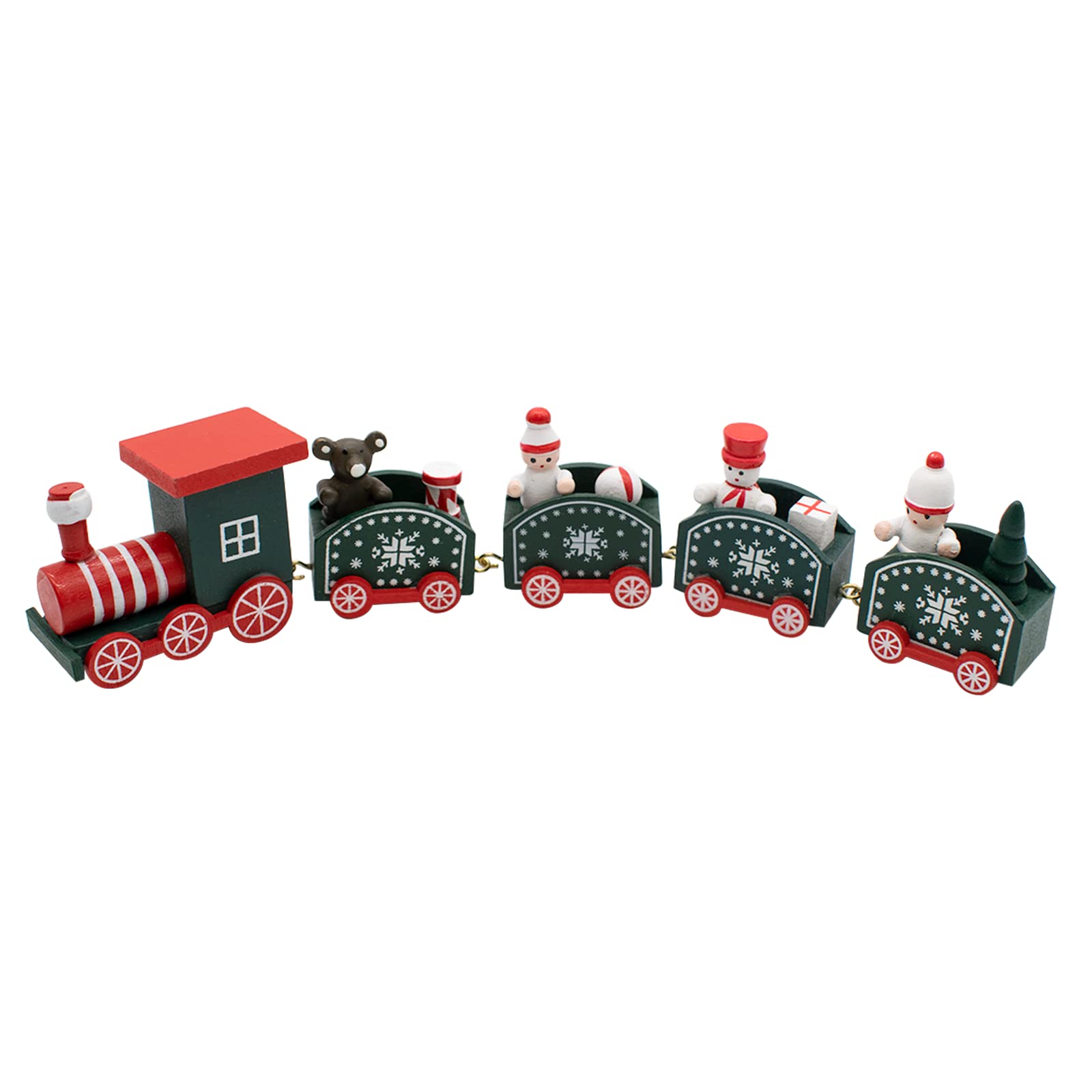 TRIXES Wooden Decorative Christmas Steam Train, Red and Green Festive Scene Ornament, Christmas Ornament, Steam Train Decoration, Xmas Decor, Wooden Ornament