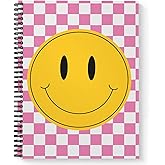 Gotcha Covered Notebooks Retro Happy Face Spiral Notebook / 8.5" x 11" Journal / 120 Wide Ruled Pages/Durable Gloss Laminated Softcover/Black Wire-o Spiral Binding/Made in the USA