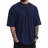 YawYews Mens Fashion Short Sleeve Tshirts Workout Oversize Pullover Solid Color Casual Tees