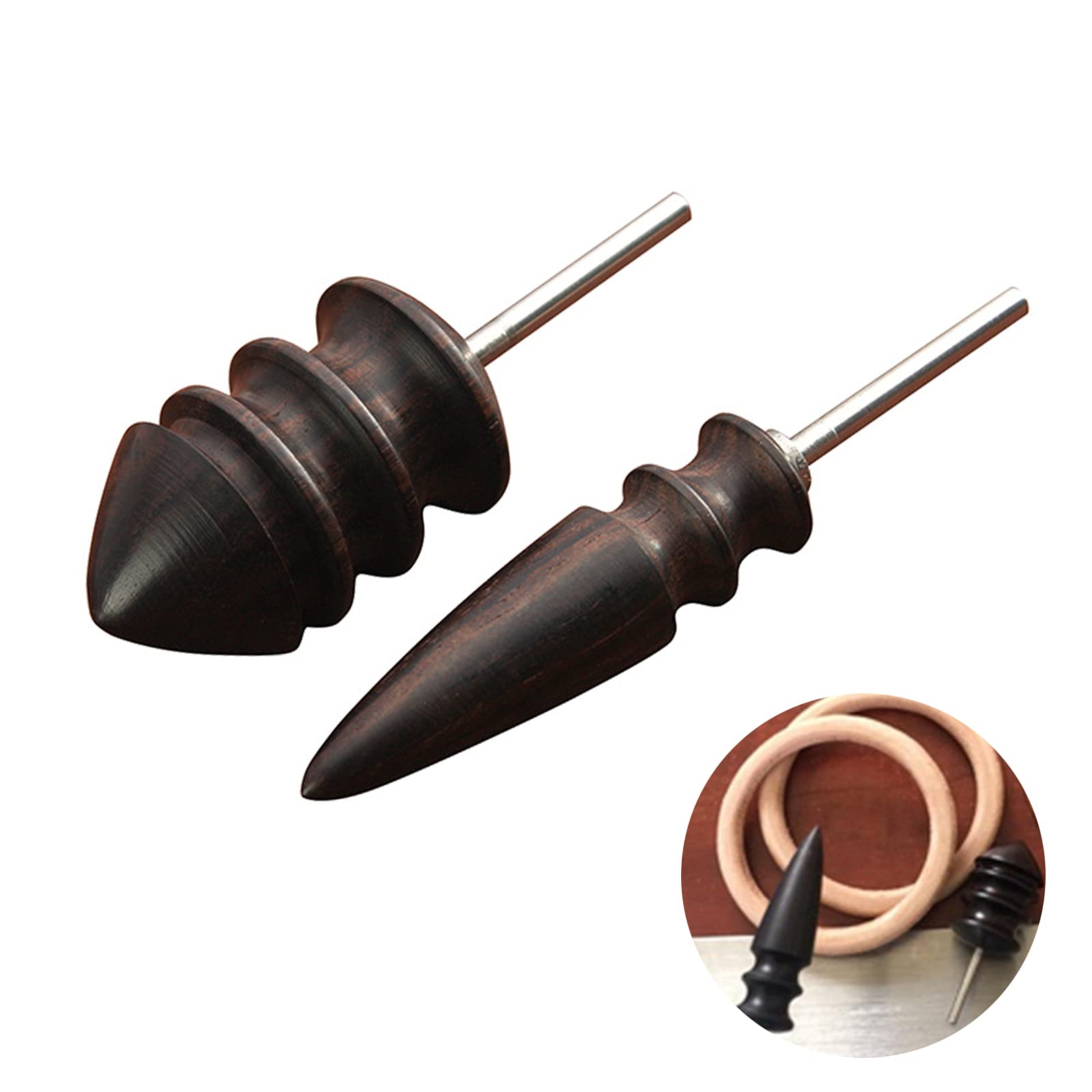 Leather Burnisher Leathercraft Leather Slicker Tool Electric Polished Head Leather Tools Edge Burnisher kit Wooden Leather Craft Burnisher Wheel Leather Craft Supplies for Rotary Tools 2 PCS Set