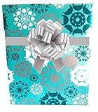 AQUA BLUE SHIMMER SNOWFLAKES Christmas Holiday Gift Wrap Paper - 16 Foot Roll