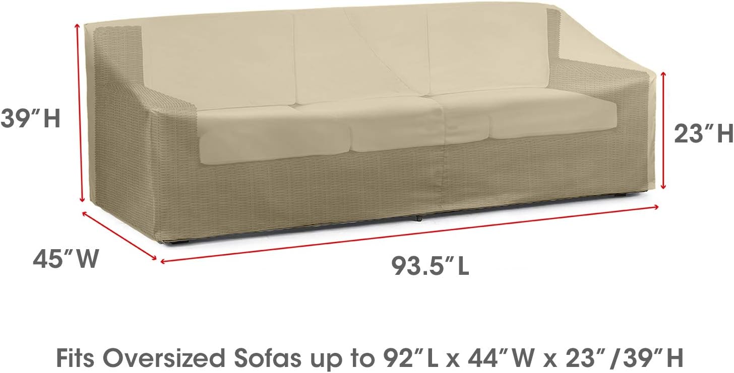 Amazon Com Sunpatio Outdoor Sofa Cover Sectional Sofa Cover With Seam Taped Heavy Duty Waterproof Patio Furniture Cover With Air Vent Fade Resistant Oversized Couch Cover 93 5 L X 45 W X 39 H Neutral