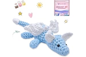 LOLCROCHET Cute Dragon Crochet Kit for Beginners, Learn to Crochet Starter Set with Step-by-Step Video Tutorial & Crocheting Manual, Easy Yarn Knitting Kit for Adult & Kid 12+, Stuffed Animal Doll for Xmas Gift