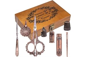 TALERLUV Vintage Embroidery Scissors Kit, Victorian Needlework Gift Set with Antique Shear, Thread Cutter, Thimbles, Needles, Awl, Bodkin, Winding Board for Sewing, Knitting, Cross Stitch, Quilting