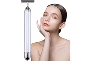 AMZVEZO Beauty Bar 24K Gold Facial Massager - Face T Shape Tool for Skin Care Tightening with Ergonomic Design (Silver)