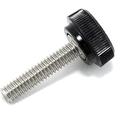 TSD #8-32 x 3/4" Stainless Thumb Screw Black Round Knob USA (4 Pack) | 18-8 Corrosion Resistant Stainless Steel Threads, Durable Plastic Knob, Made In USA