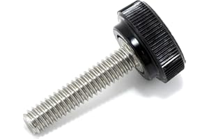 THUMB SCREW DEPOT #8-32 x 3/4" Thumb Screw Stainless Steel - Black Knurled Round Plastic Knob - Standard/Coarse Thread Thumbscrew - Length: 0.750" - Proudly Built in USA - Package of (4)