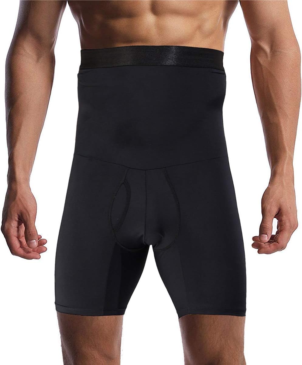 Optlove Men's Tummy Control Shapewear Shorts High Waist Slimming Anti-Curling Underwear Body Shaper Seamless Boxer Brief